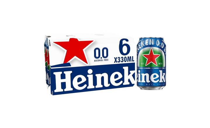 Heineken 0.0% Alcohol Free Beer Cans 6 x 330ml (393632)