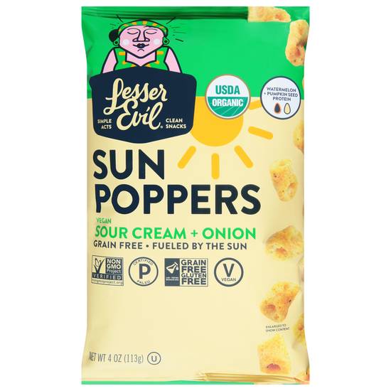 Lesser Evil Organic Sour Cream + Onion Sun Poppers (4 oz)