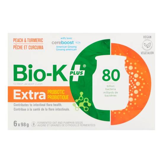 Bio-k plus pêche et curcuma (750 g) - peach & turmeric extra probiotic (6 x 98 g)
