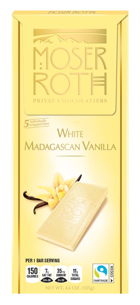 Moser Roth Chocolate Bar, White Madagascan Vanilla (4.4 oz)