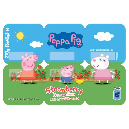Peppa Pig Strawberry Flavour Fromage Frais 6x45g