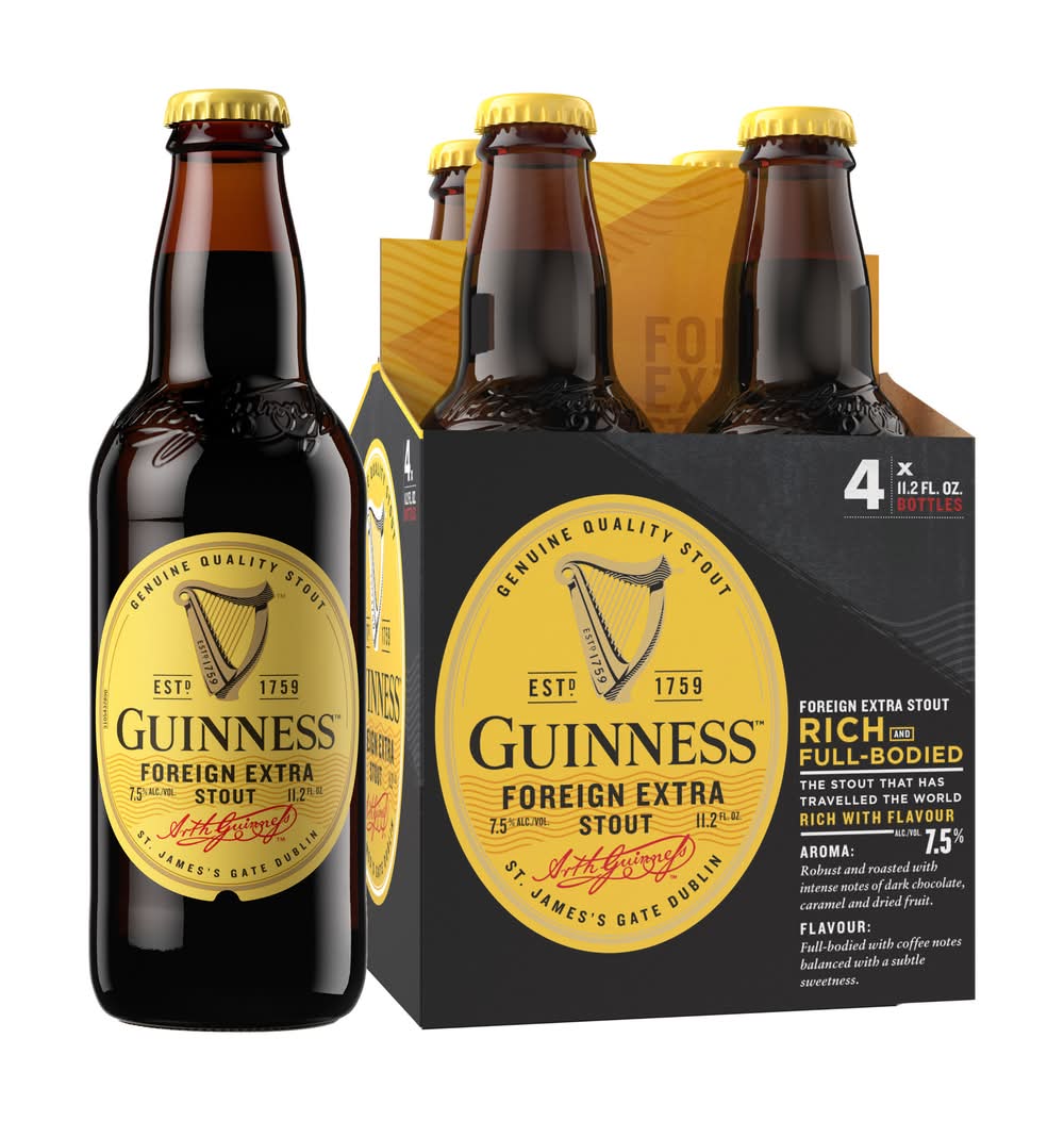 Guinness Foreign Extra Stout Rich Beer (4 x 11.2 fl oz)
