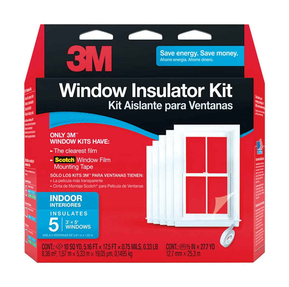3M Clear Plastic Window Insulation Kit For Windows 17.5 Ft. L X 0.75 In.