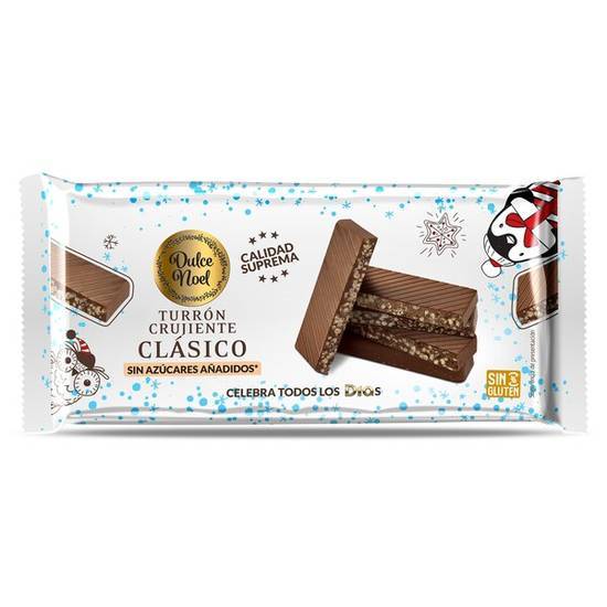 Turrón Crujiente de Chocolate sin Azúcares Añadidos Dulce Noel Día en Bolsa (110 g)