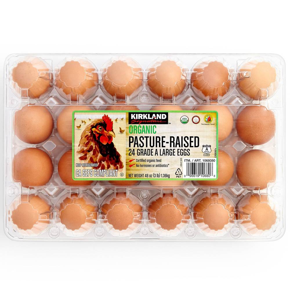 Kirkland Signature Organic Pasture Raised Grade a Large Eggs (24 ct)