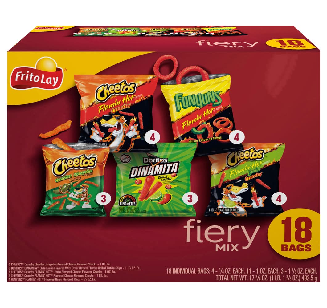 Frito-Lay Fiery Mix Variety pack, Assorted (17.37 oz, 18 ct)