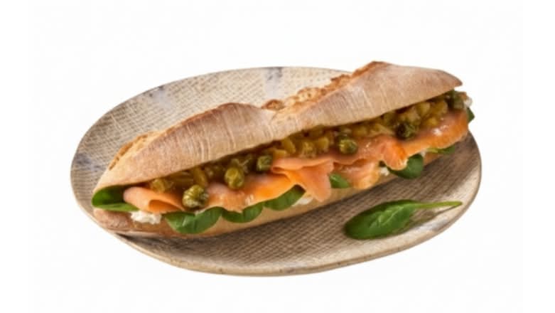 Bagietka z łososiem i ricottą