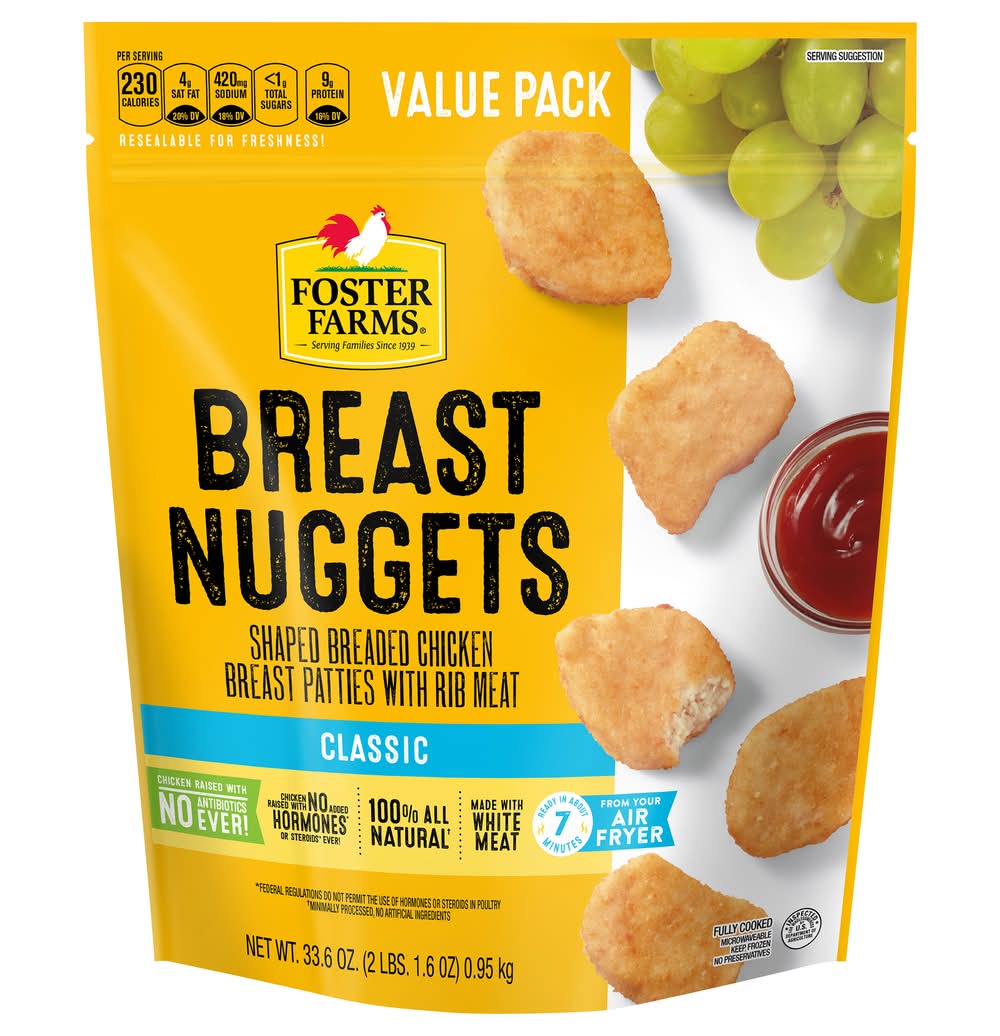 Foster Farms Frozen Chicken Breast Nuggets Value pack, Classic (33.6 oz)