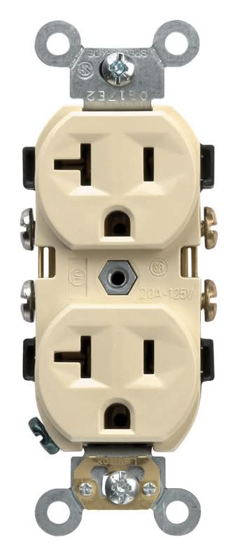 Leviton 20 Amps 125 V Duplex Ivory Outlet 5-20R 1 Pk