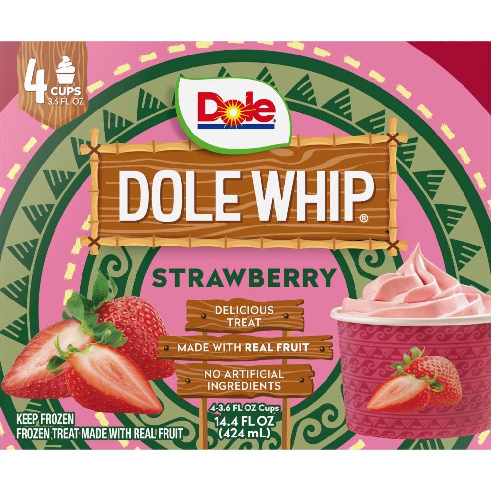 Dole Whip Frozen Treat Cups, Strawberry (14.4 fl oz, 4 ct)