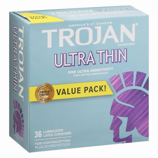 Trojan Ultra Thin Premium Lubricated Condoms (36 ct)