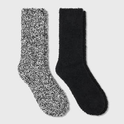 Auden Marled Cozy Crew Socks, Women, 4-1, Black (2 ct)