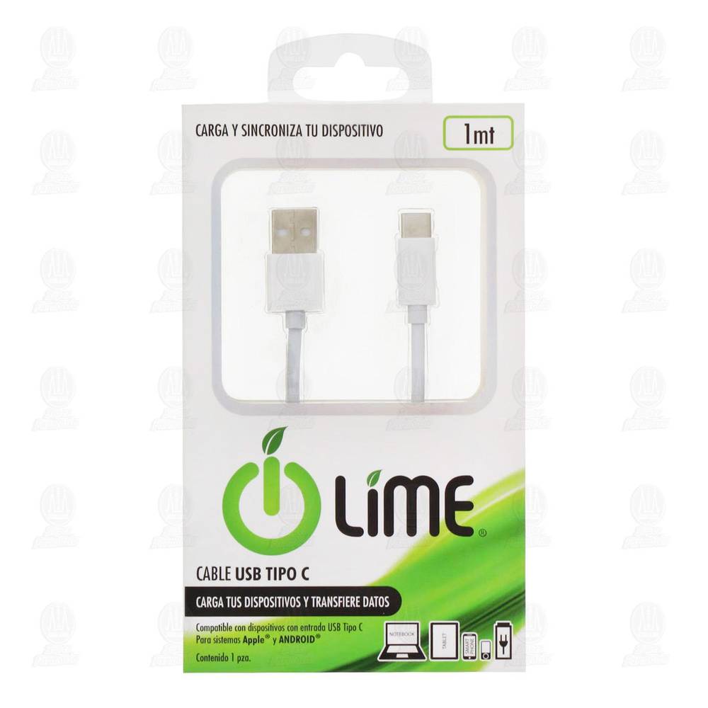 Lime · Cable usb tipo c, blanco