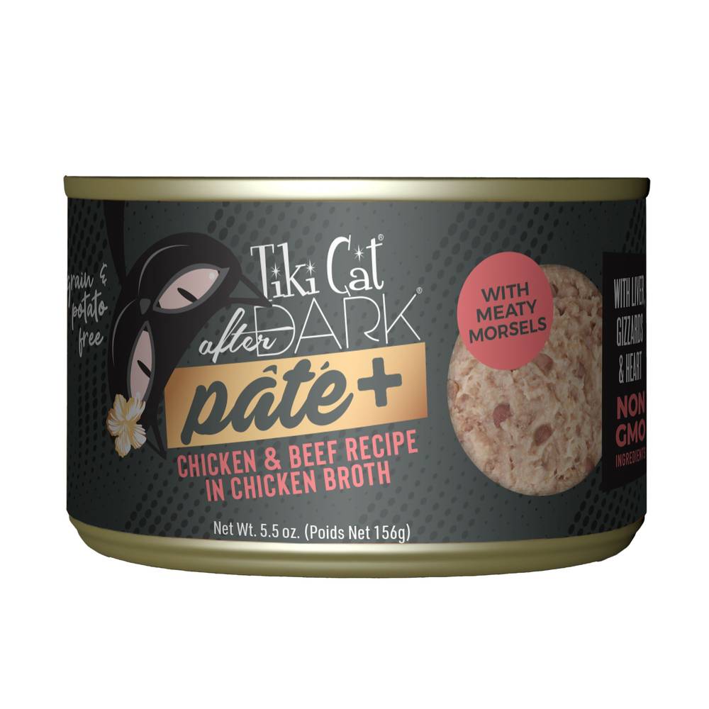 Tiki Cat After Dark Pate+ Adult Cat Wet Food (Flavor: Chicken & Beef, Size: 5.5 Oz)