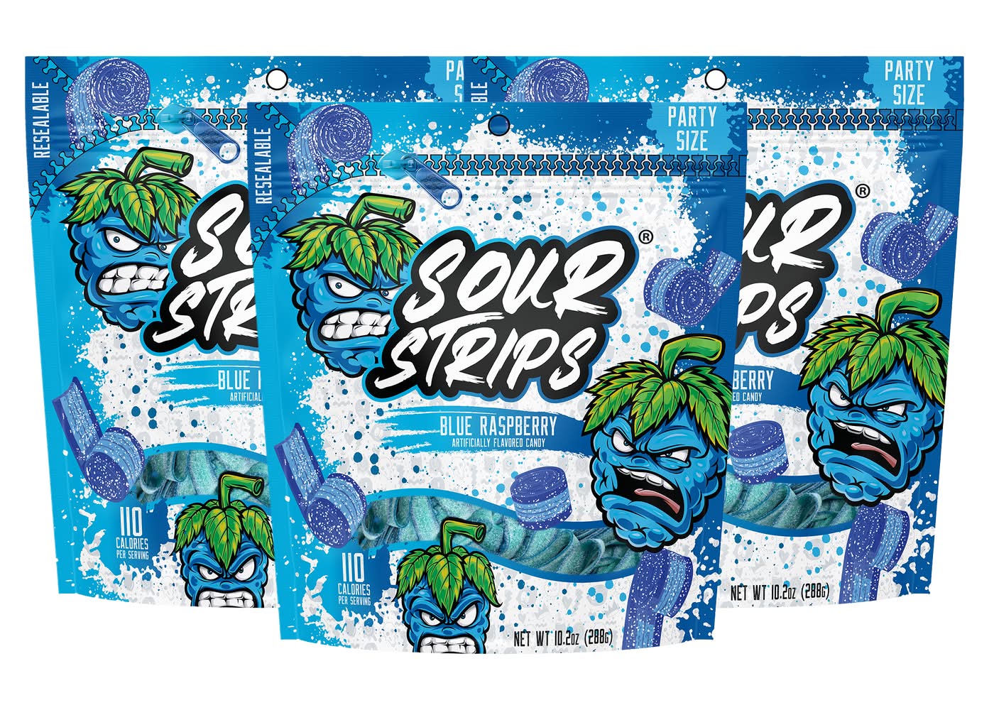 Sour Strips Party pack Candy, Blue Raspberry (10.2 oz)