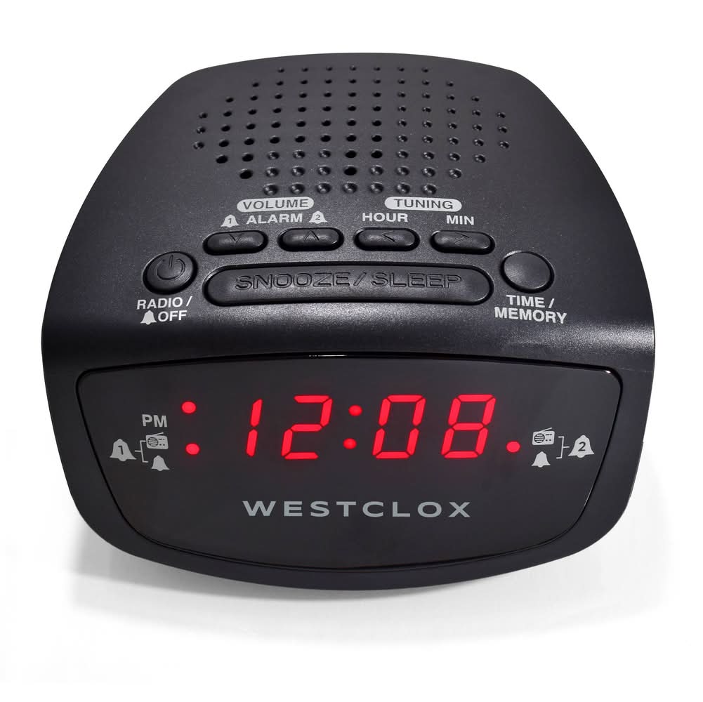 Westclox Digital Fm Radio Clock With Adapter, Black