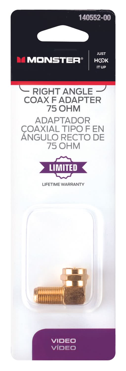 Monster Energy Just Hook It Up Right Angle Coax F Adapter 75 Ohm 1 Pk