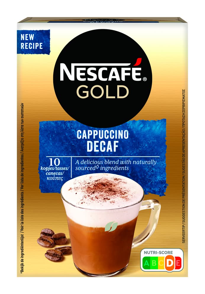 Nescafé - Cappuccino Café Solúvel Descafeinado, embalagem de 125g | 10 saquetas