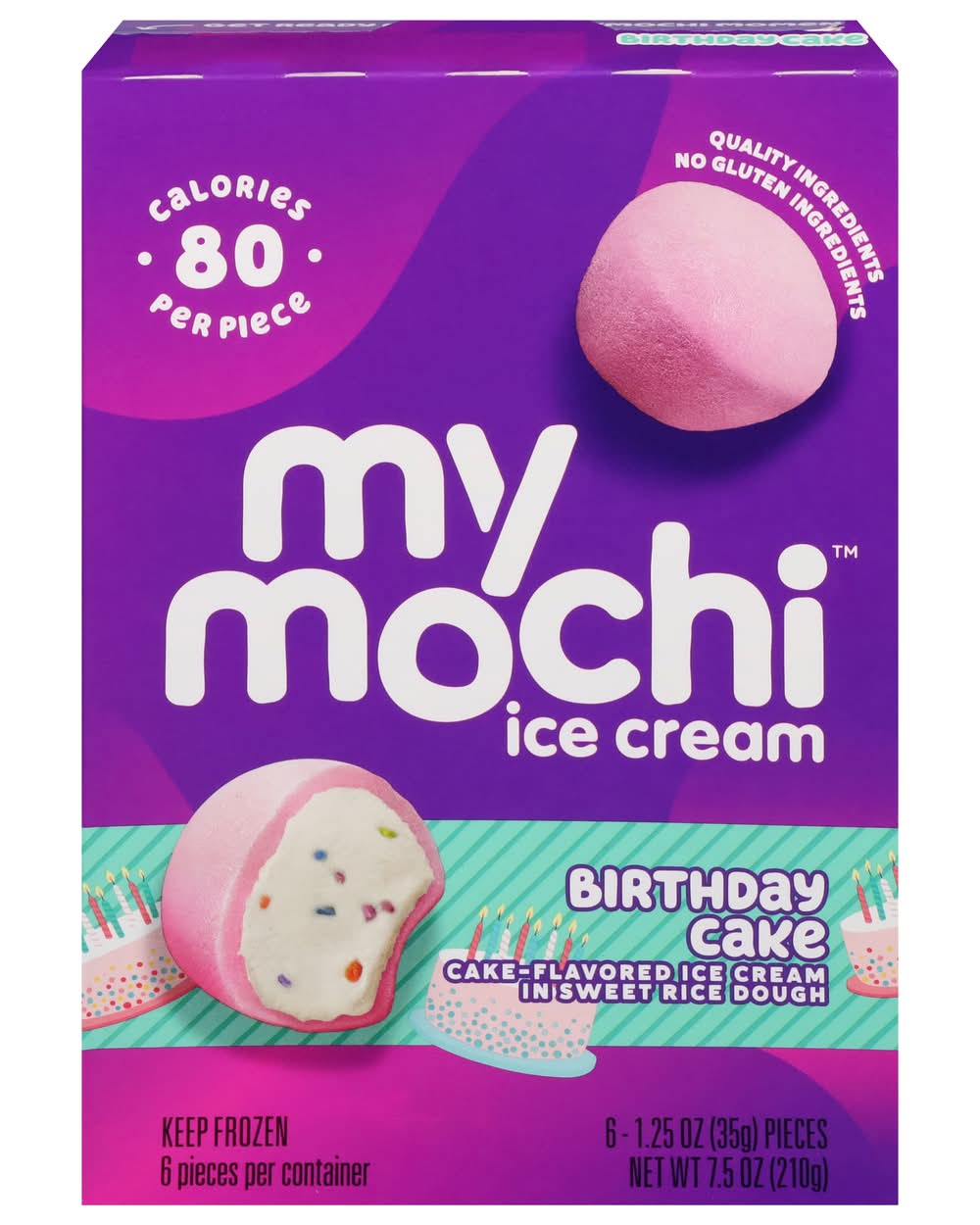 My/Mochi Birthday Cake Ice Cream in Sweet Rice Dough (1.25 oz, 6 ct)