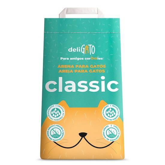 Arena para gatos absorbente deligato bolsa 5 kg