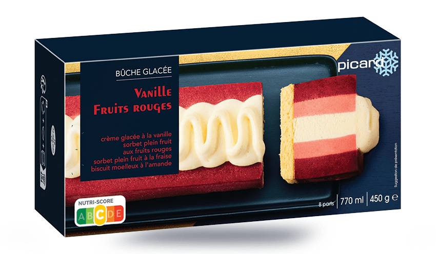 Bûche glacée vanille fruits rouges, 8 parts