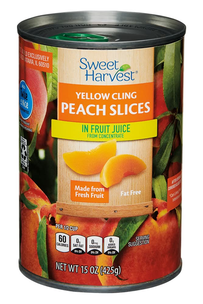Sweet Harvest Fruit Slices in 100% Juice, Peach, Yellow (15 oz)