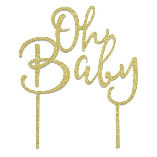 Gold Glitter Oh Baby Cake Topper By Celebrate It