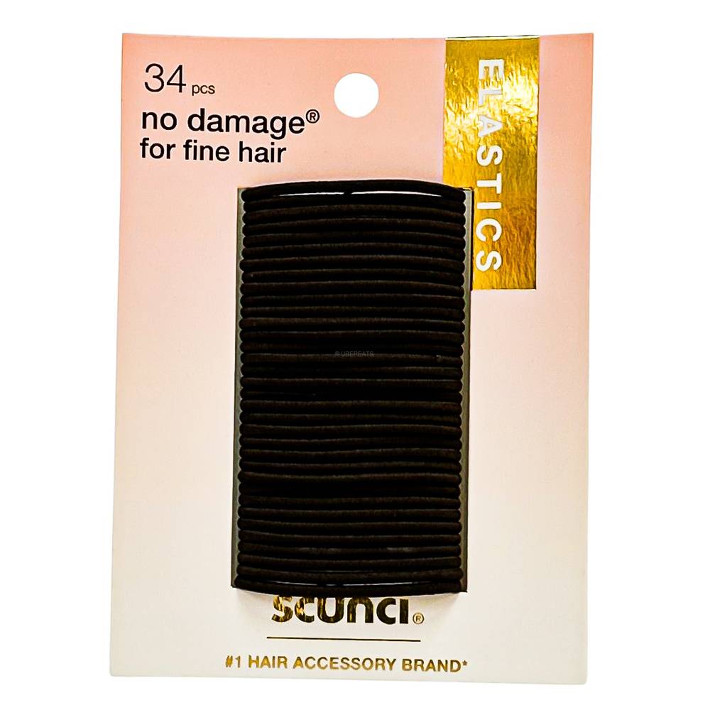 scunci No Damage Elastic Hair Ties - Brown - 2mm/34ct