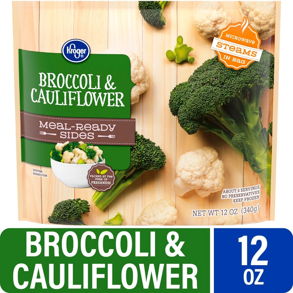 Kroger Meal Ready Sides Frozen Vegetables Broccoli & Cauliflower (12 oz)