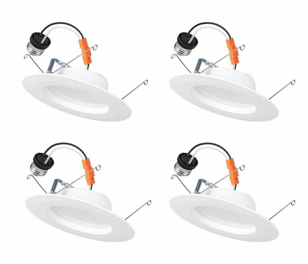 Commercial Electric 5/6 In. Integrated Led Recessed Retrofit Light Trim With Selectable Color Temperature, (4-Pack)