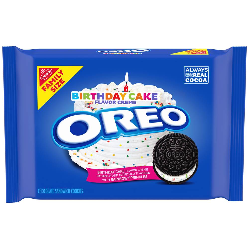 Oreo Birthday Cake Flavor Creme Chocolate Sandwich Cookies (482 g)