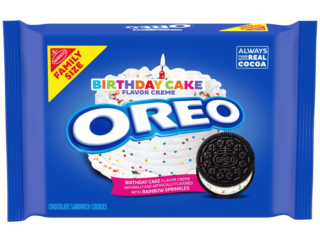 Oreo Family Size Creme Chocolate Sandwich Cookies, Birthday Cake (17 oz)
