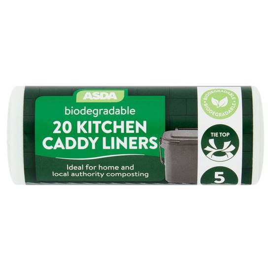 Asda 20 Home Compostable Kitchen Caddy Liners - Tie Top