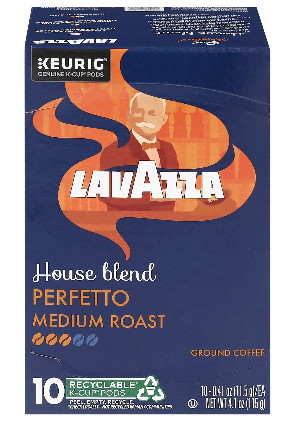 Keurig Lavzza Ground Coffee K-Cup Pods, Perfetto Dark Roast (0.41 oz, 10 ct)