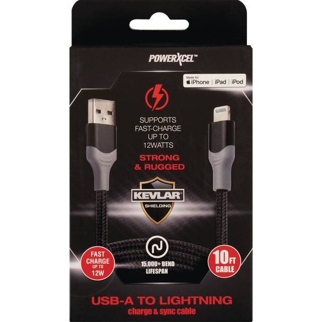 Kevlar Usb A To Lighing-10Ft Black