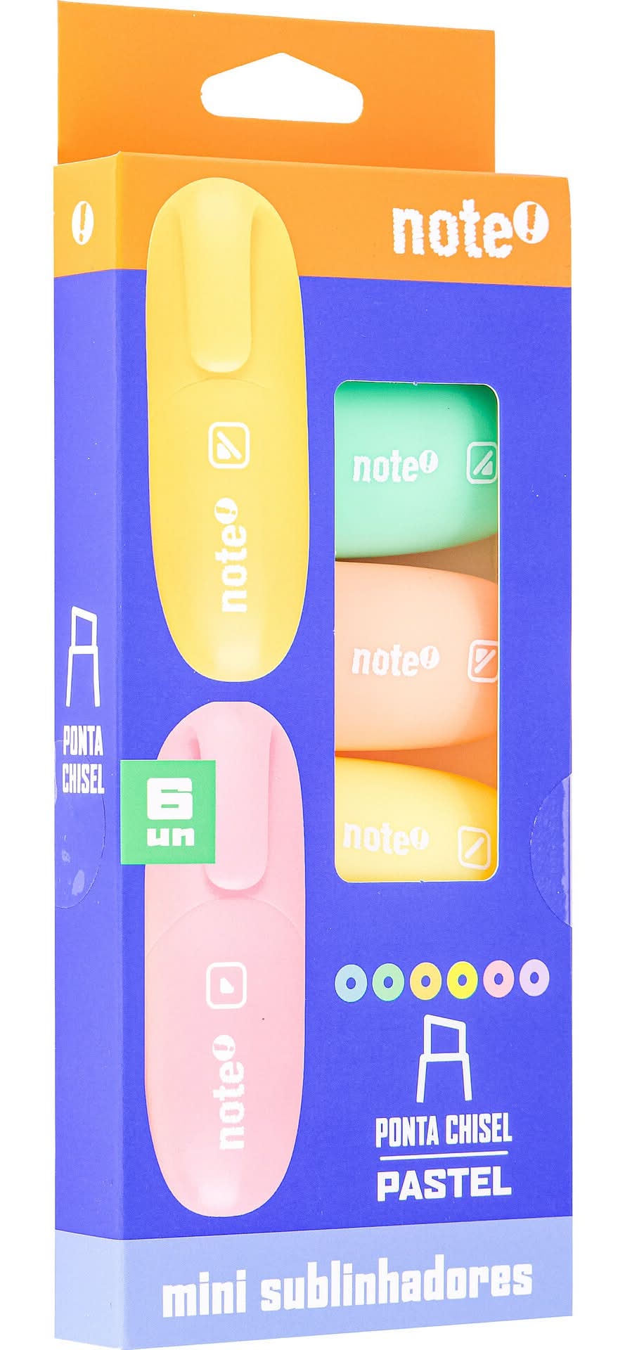 Marcador Mini Fluor Pastel 6 Unidades Note!