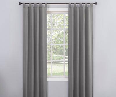 Durham Gray Semi-Sheer Textured Tab Top Curtain Panel, (84" x 74")
