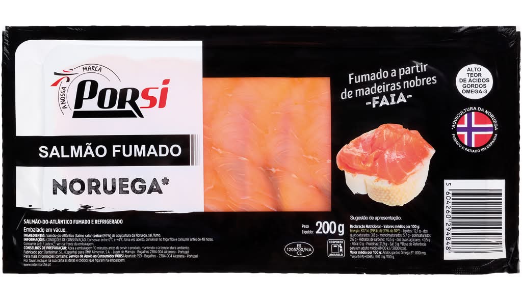 PorSi  - SalmÃ£o Fumado da Noruega, embalagem de 200 g
