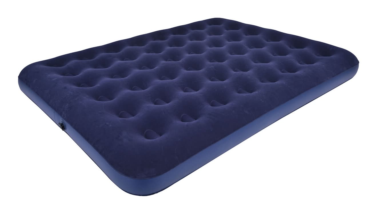 All Set Blue Queen Size Flocked Airbed inflatable Camping Mattress
