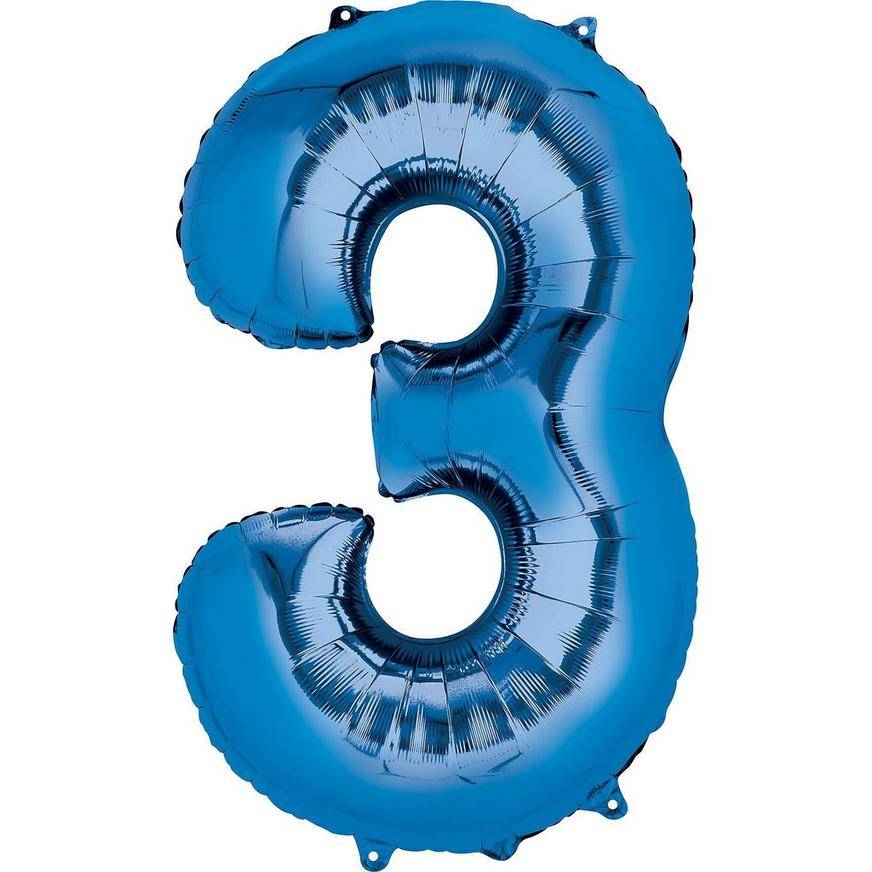Uninflated 34in Blue Number Balloon (3)