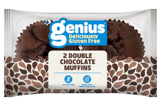 Genius Double Chocolate, Deliciously Gluten Free Muffins (2 pack)
