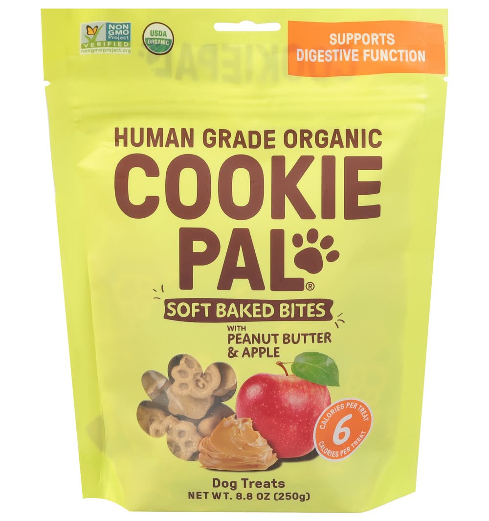 COOKIE PAL Organic Human Grade Soft Baked Dog Treats, Peanut Butter-Apple (8.8 oz)
