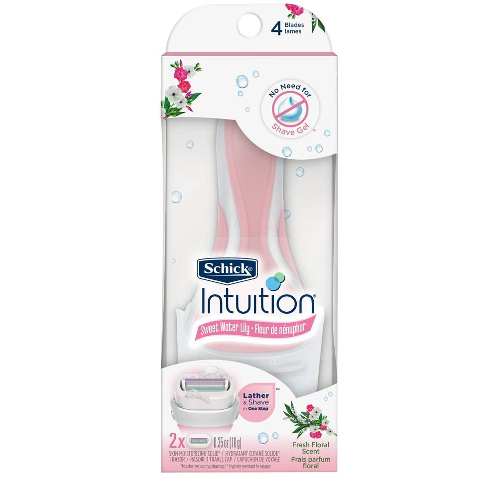 Schick Intuition Fresh Gardenia Women'S Razor Handle + 2 Refill Razor Blades