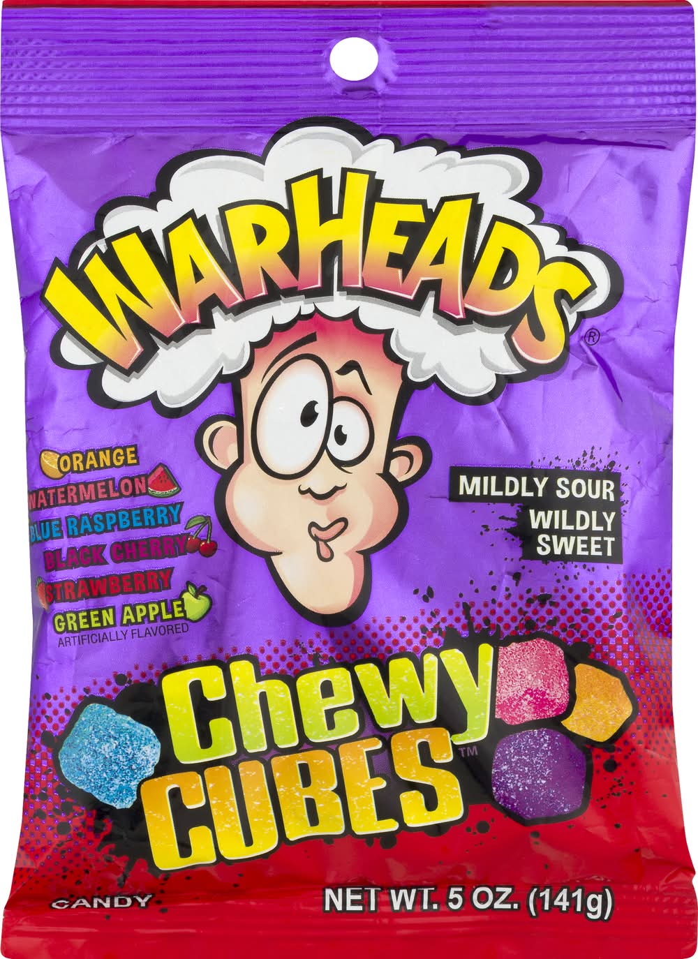 Warheads Cherry Candy Chewy Cubes (5 oz)