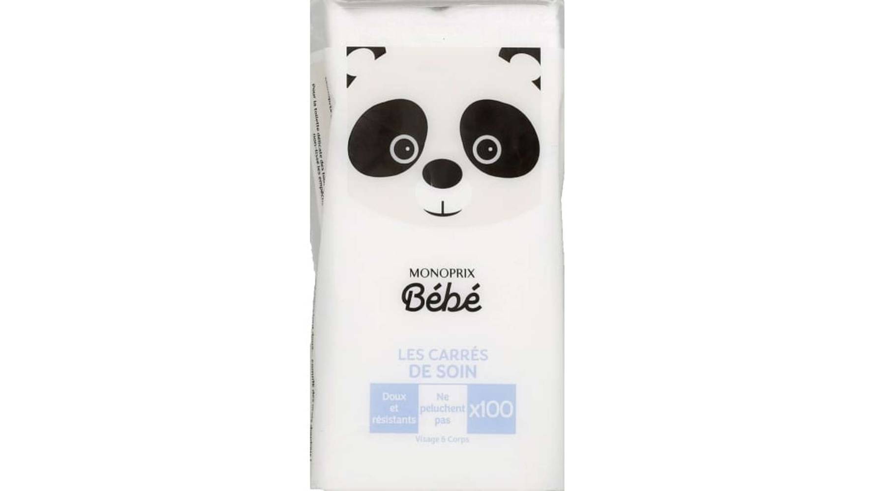 Monoprix Bébé - Les carrés de soin de bébé en coton, 7.5 cm x 7.5 cm, blanc (100)