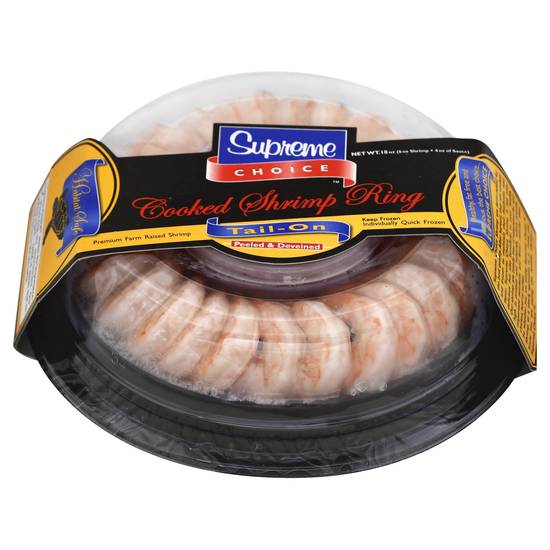 Supreme Choice Tail-On Cooked Shrimp Ring (16 oz)