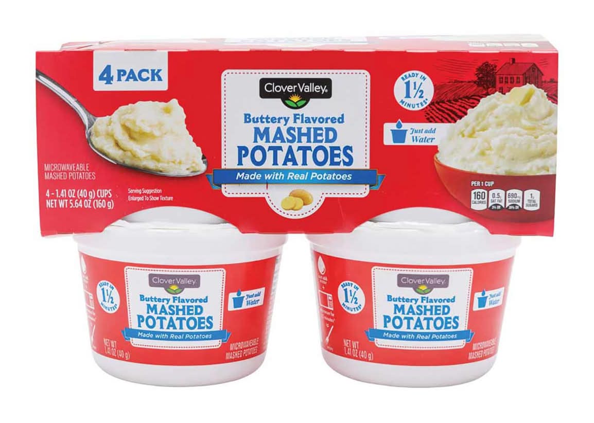 Clover Valley Mashed Potatoes, Buttery (4 x 1.41 oz)
