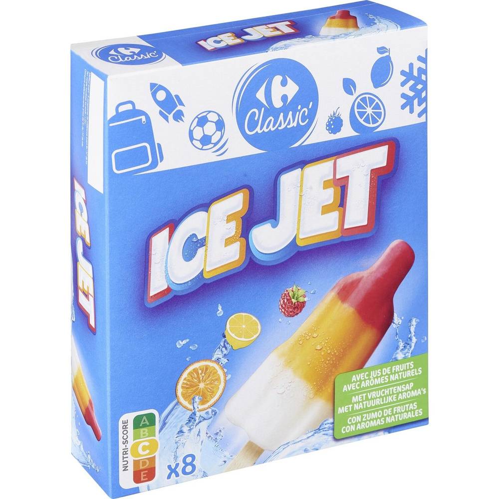 Glace à l'eau Ice jets CARREFOUR CLASSIC' - la boite de 8 - 480g