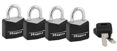 Master Lock Wide Covered Solid Body Padlock, 3/4 in, Black (4 ct)