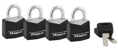 Master Lock Wide Covered Solid Body Padlock, 3/4 in, Black (4 ct)